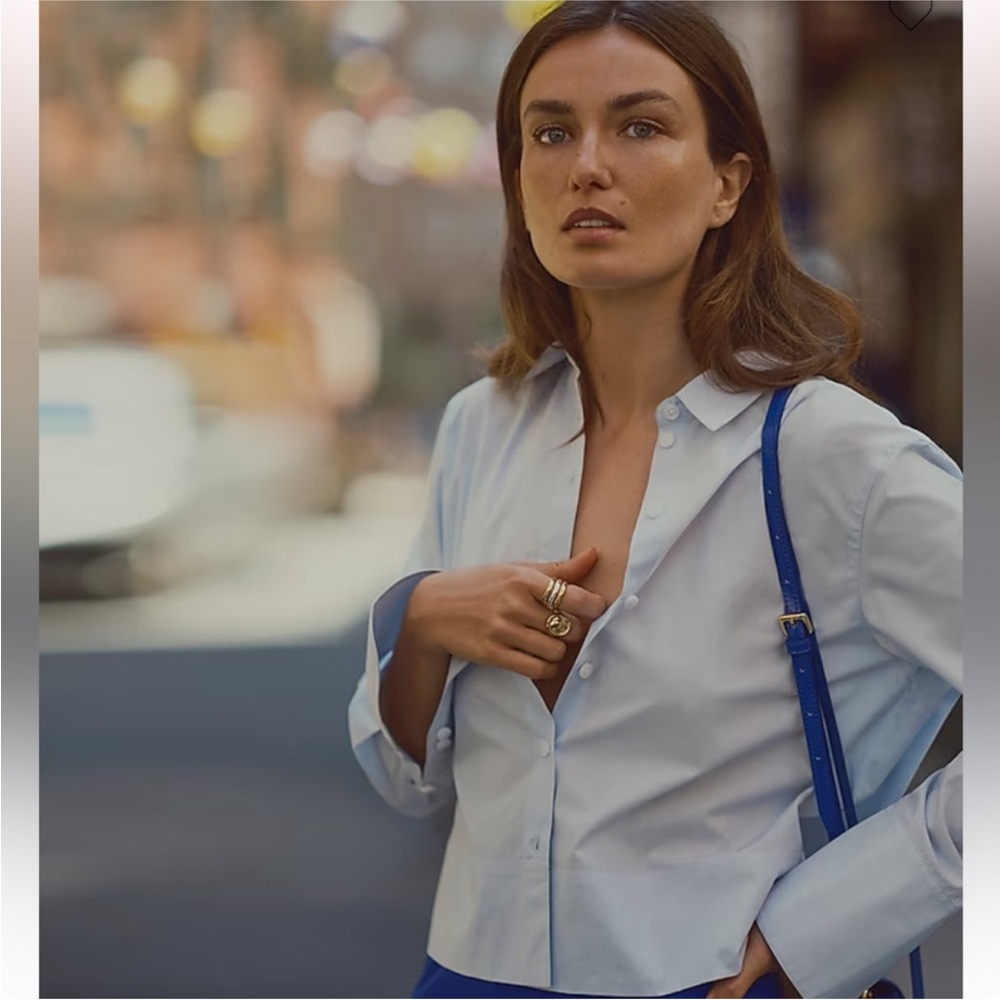 J. Crew Women’s Cropped garçon shirt in cotton poplin in Fresh Air